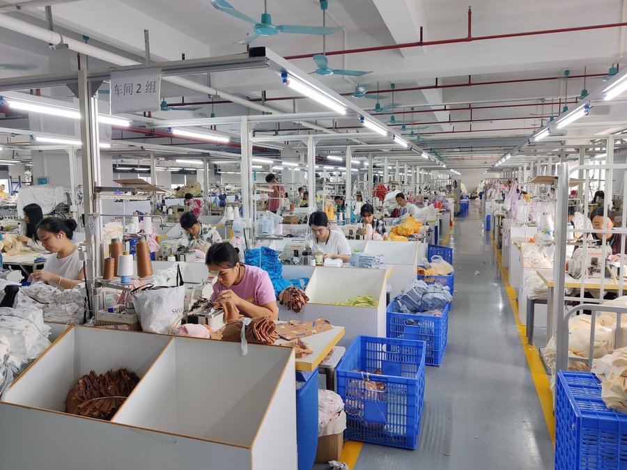 Sewing production line at the Guangzhou workshop