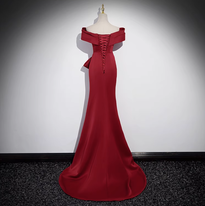 Luxurious high-end toast wear satin one-shoulder fishtail evening gown ball gown