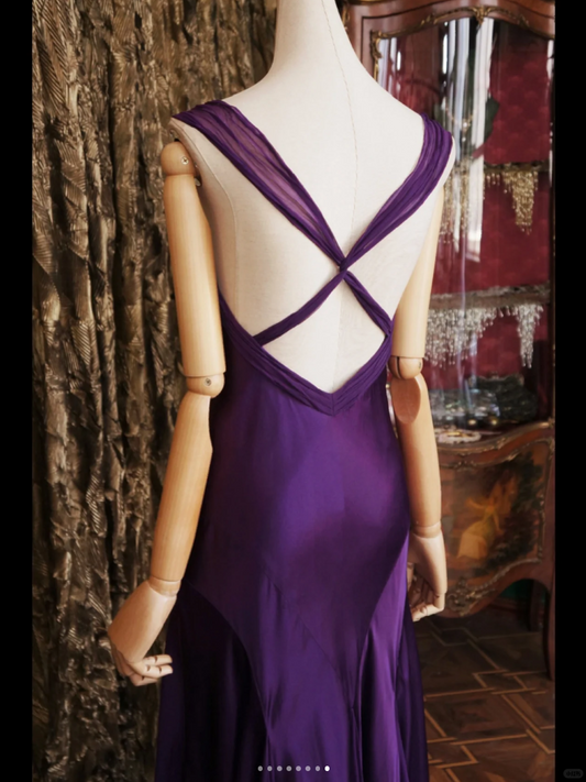 Purple Strap Sweetheart Neckline Beaded Mermaid Prom Dress Party Dress