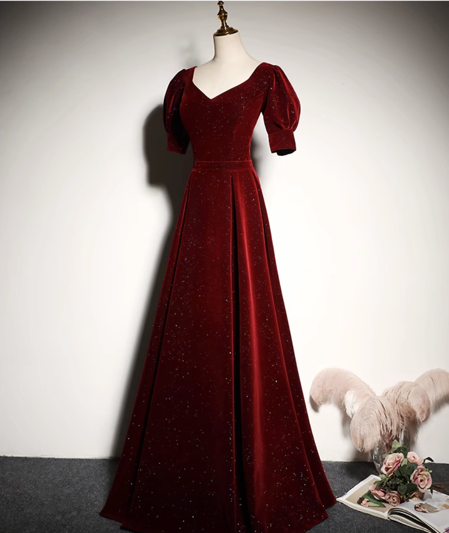 New burgundy one-shoulder velvet long style slim wedding evening dress prom dress mermaid party dress