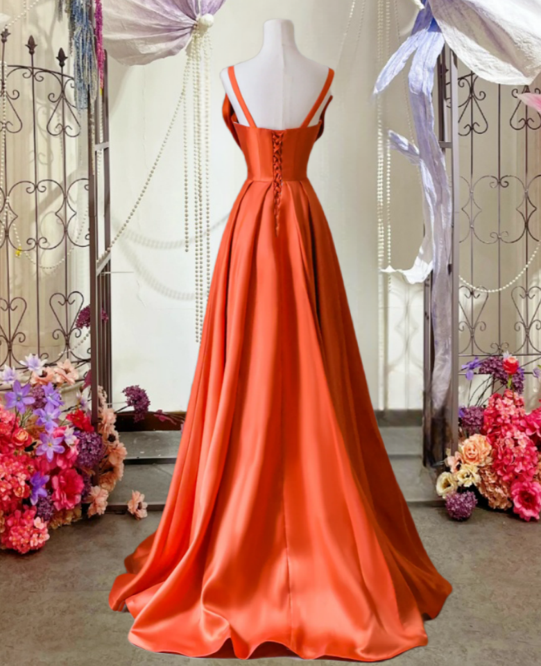 Charming Orange Off Shoulder Satin Butterfly Ball Gown A Line Party Banquet Cocktail Dress