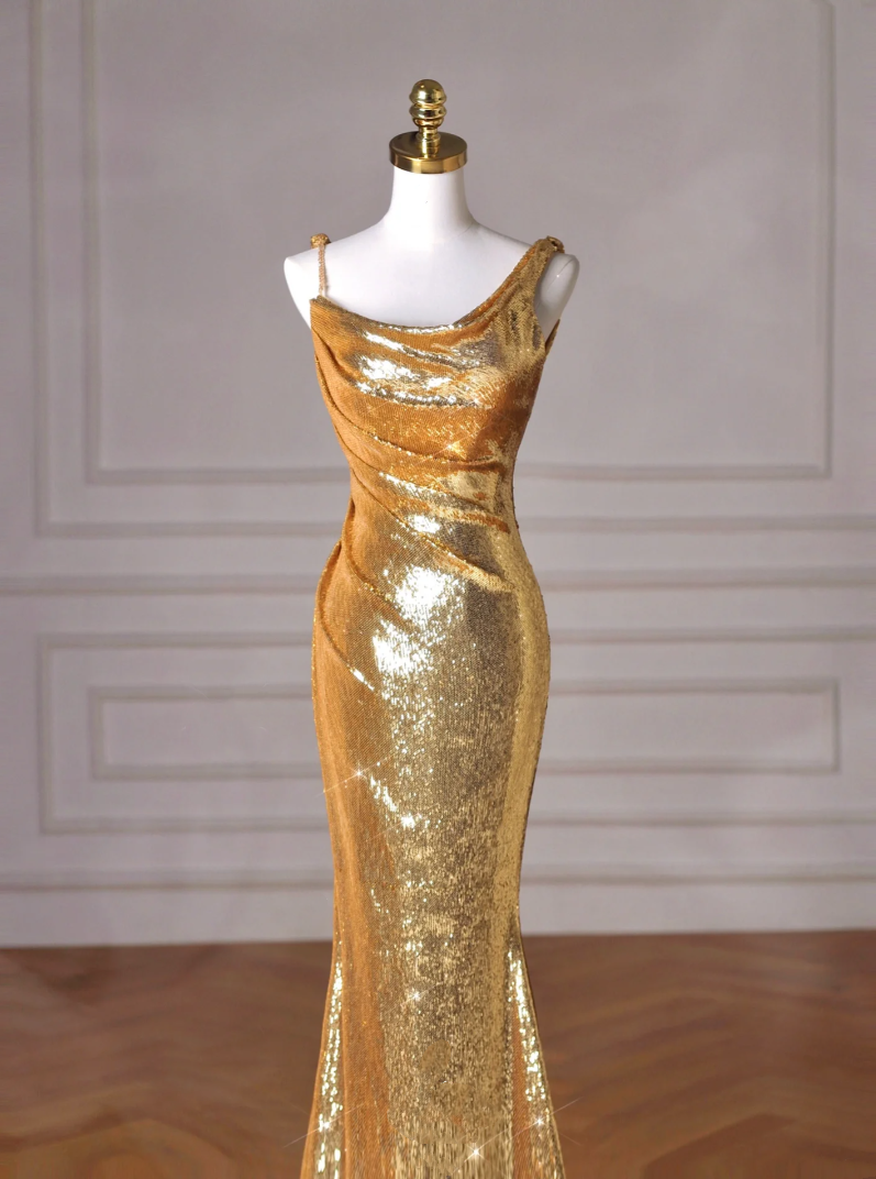 Golden sequin ball dress, banquet dress, party dress, special occasion dress