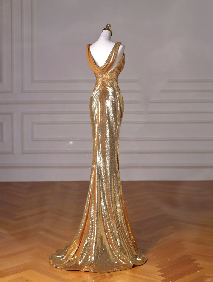 Golden sequin ball dress, banquet dress, party dress, special occasion dress