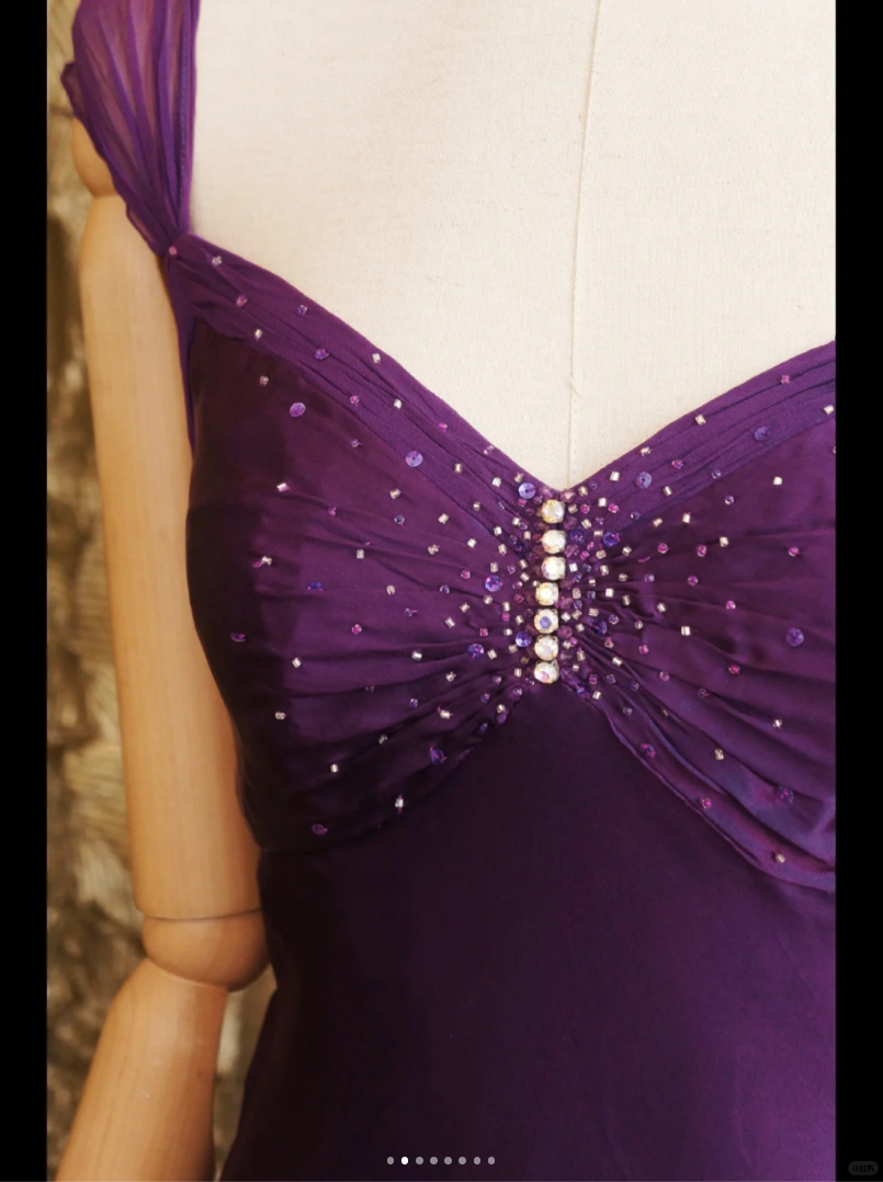 Purple Strap Sweetheart Neckline Beaded Mermaid Prom Dress Party Dress