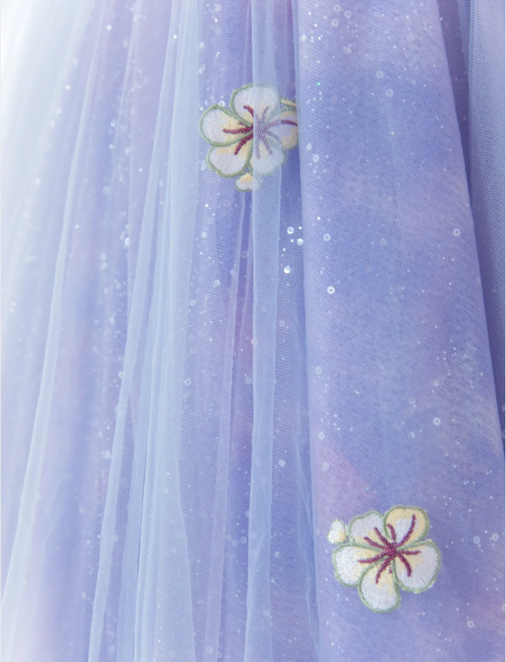 Lilac love neckline backless A-line with purple ball gown