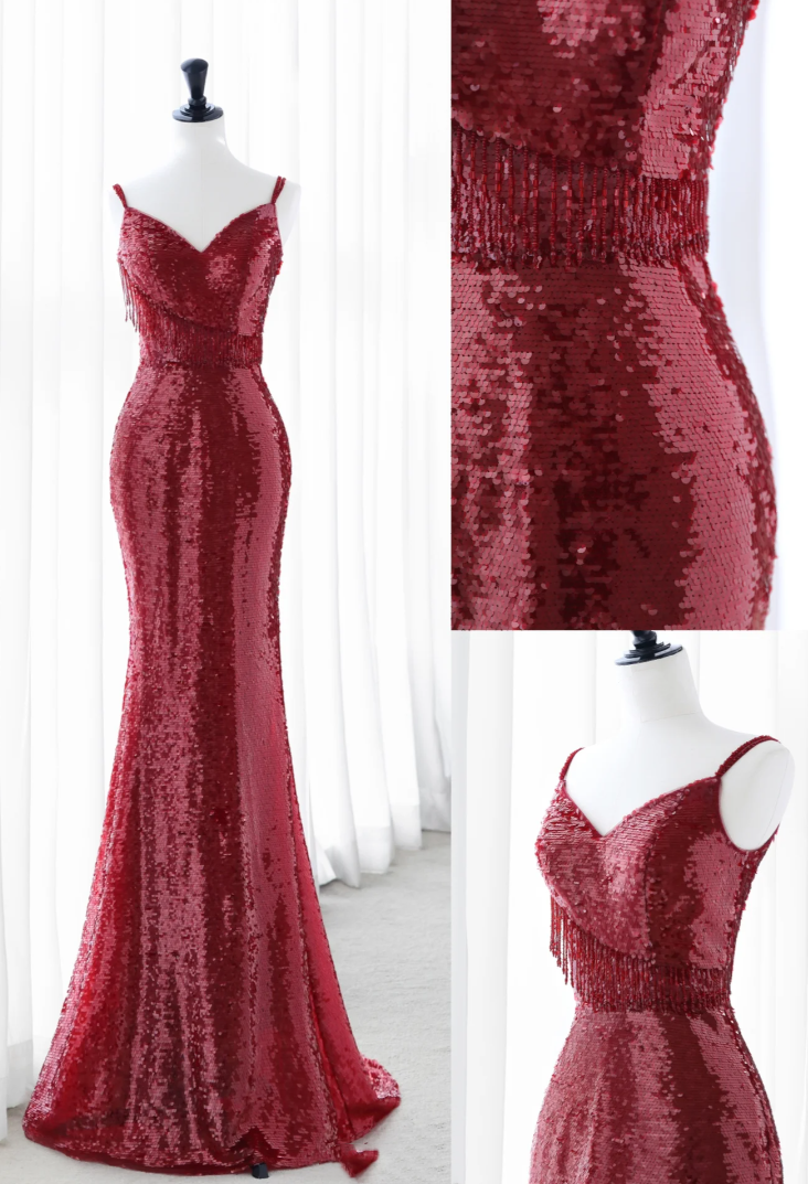 Deep V Neck Strapless Mermaid Party Dress Evening Gown Beautiful Elegant Luxurious Shiny Long Sequin Prom Dress