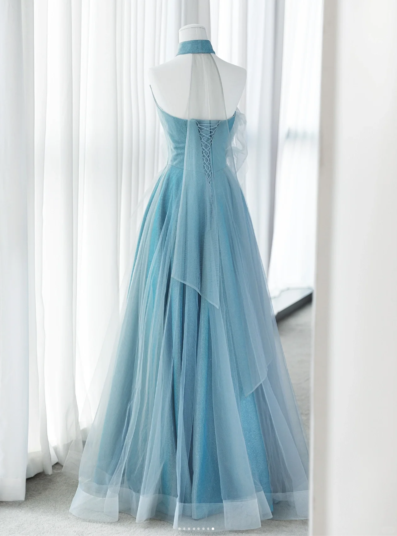 Blue Prom Dress Sweetheart Neck A-Plunge Dress Formal Evening Dress Party Dress