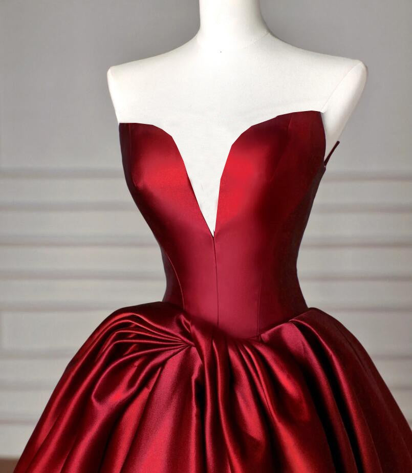 Dazzling off-shoulder burgundy princess ball dress A-line dress