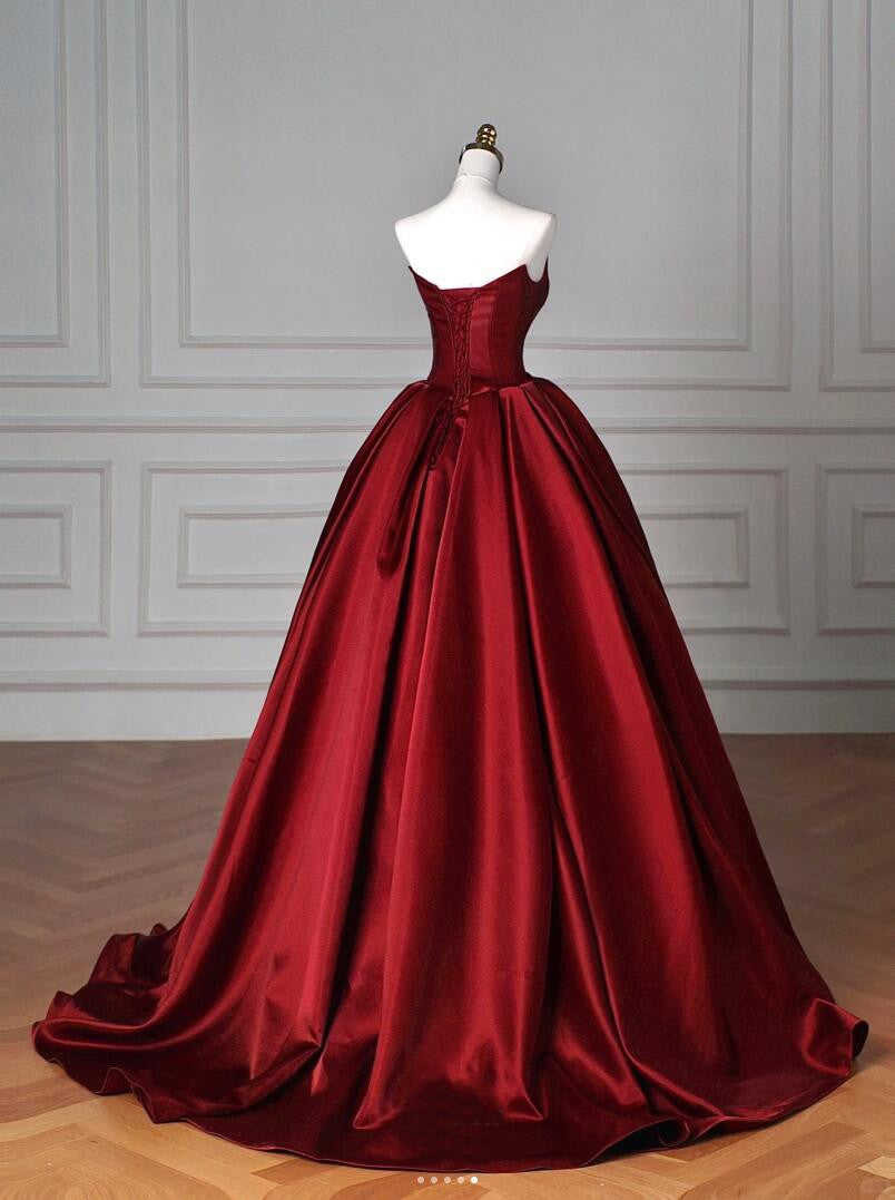 Dazzling off-shoulder burgundy princess ball dress A-line dress