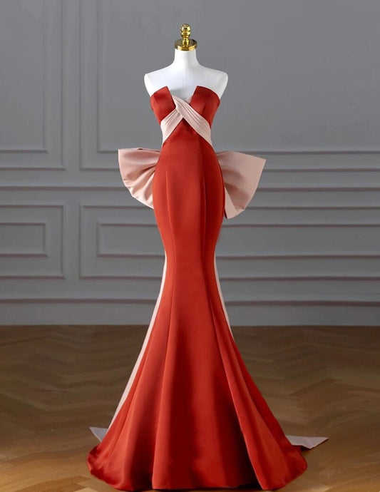 Red Off Shoulder Prom Dress Fish Banquet Party Formal Prom Evening Dress