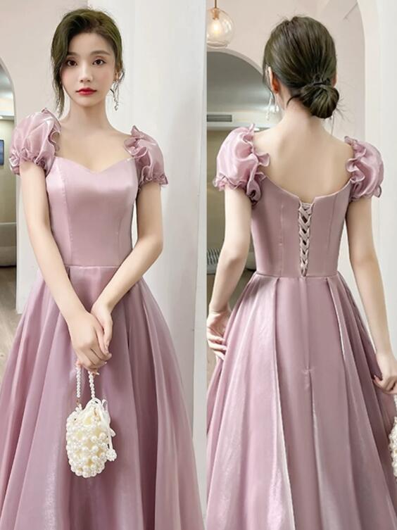 Beautiful Soft Pink Long Party Dress, Tulle A-Line Evening Prom Dress