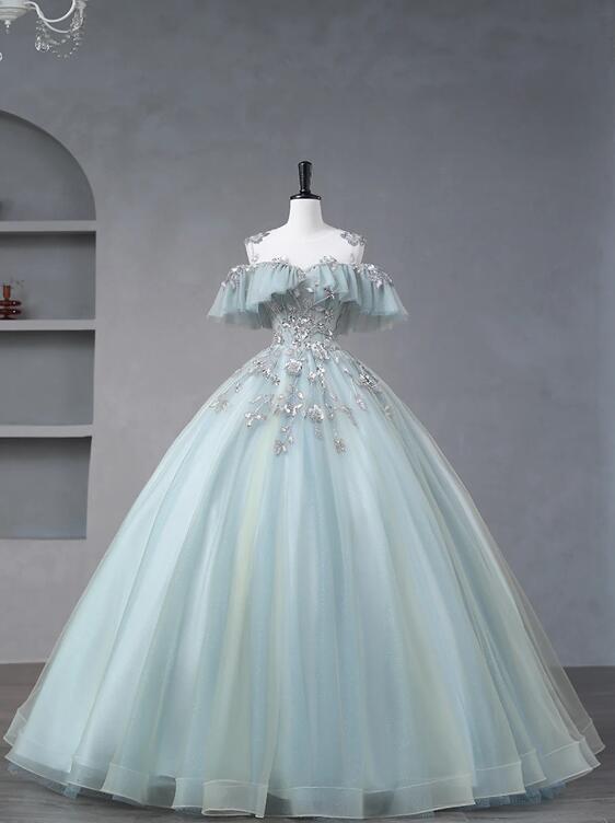 Beautiful Tulle Sequins Long Formal Dresses, A-Line Evening Dresses