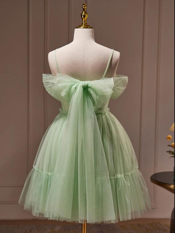 Green Tulle Lace Short Prom Dress, Cute Homecoming Dress, Green Party Dress