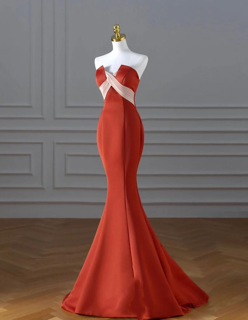 Red Off Shoulder Prom Dress Fish Banquet Party Formal Prom Evening Dress