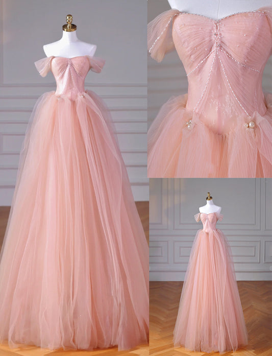 Retro pink bohemian dress, traditional royal dress, victorian ball dress