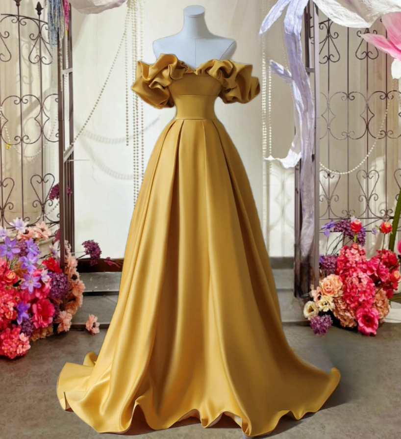 Beautiful soft satin A-line sweetheart dress sexy strappy off-shoulder party night dress prom banquet dress