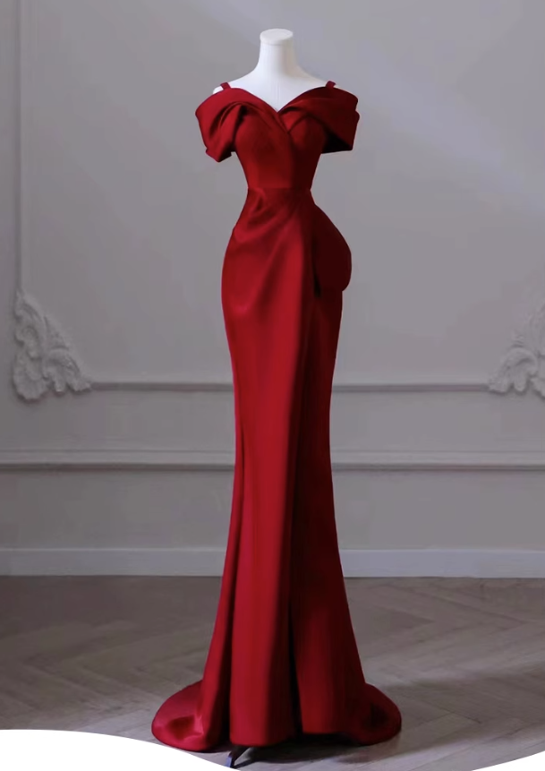 Elegant evening dress red ball gown party evening dress women's dress high-end elegant dress