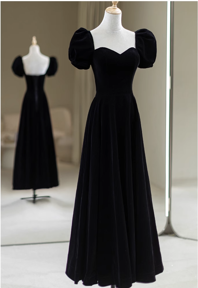 Black sweetheart neck evening dress French light luxury high-end banquet dress dress