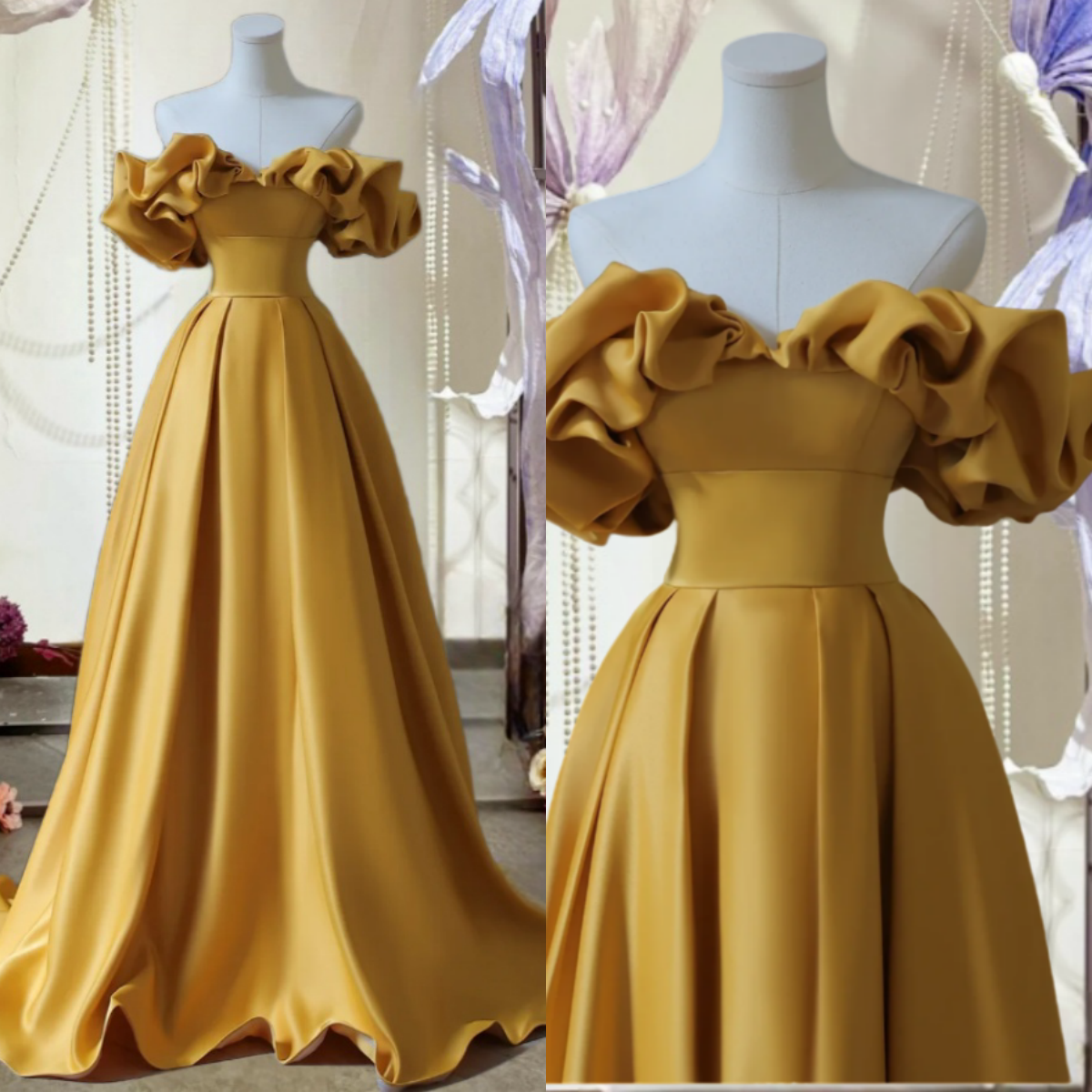 Beautiful soft satin A-line sweetheart dress sexy strappy off-shoulder party night dress prom banquet dress