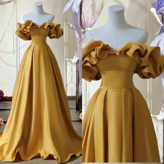 Beautiful soft satin A-line sweetheart dress sexy strappy off-shoulder party night dress prom banquet dress