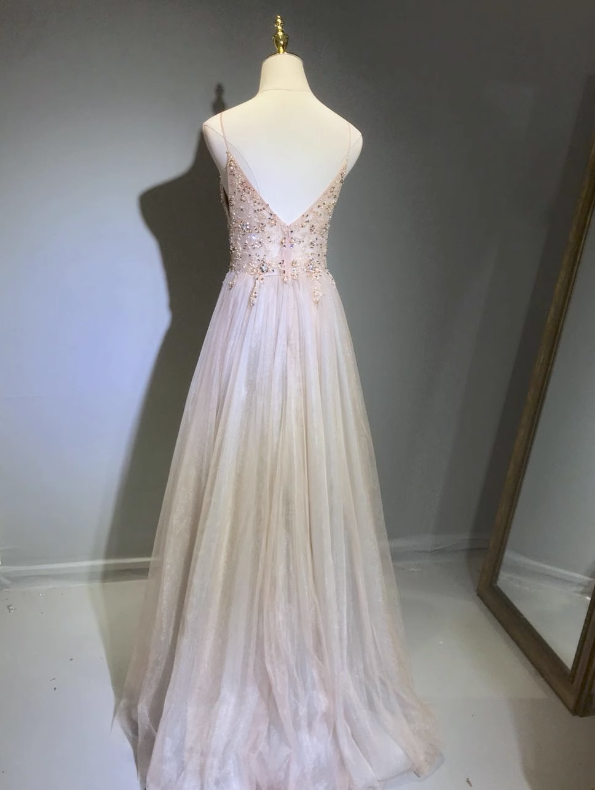 Sexy off-shoulder spaghetti straps handmade custom A-line ball gown luxury party dress banquet dress